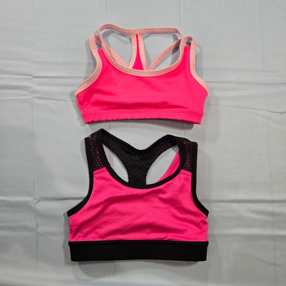 Avia Girls Performance Sports Top 2 Pack Pink Black Strappy Racerback XS 4-5